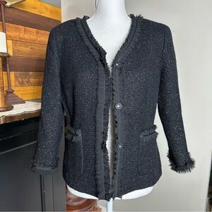 Talbots Elegant Black Women's Blazer with Fringe